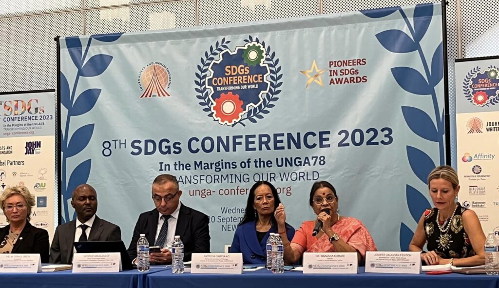 Dr. Ranjana Kumari (2nd from Right) at the 8th SDGs Conference 2023 in New York