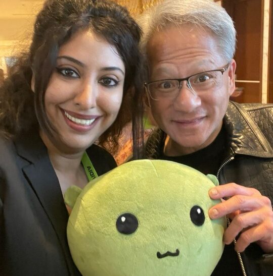 Srishti Srivastava, Founder and CEO, Infiheal and Jensen Huang, Founder and CEO of Nvidia