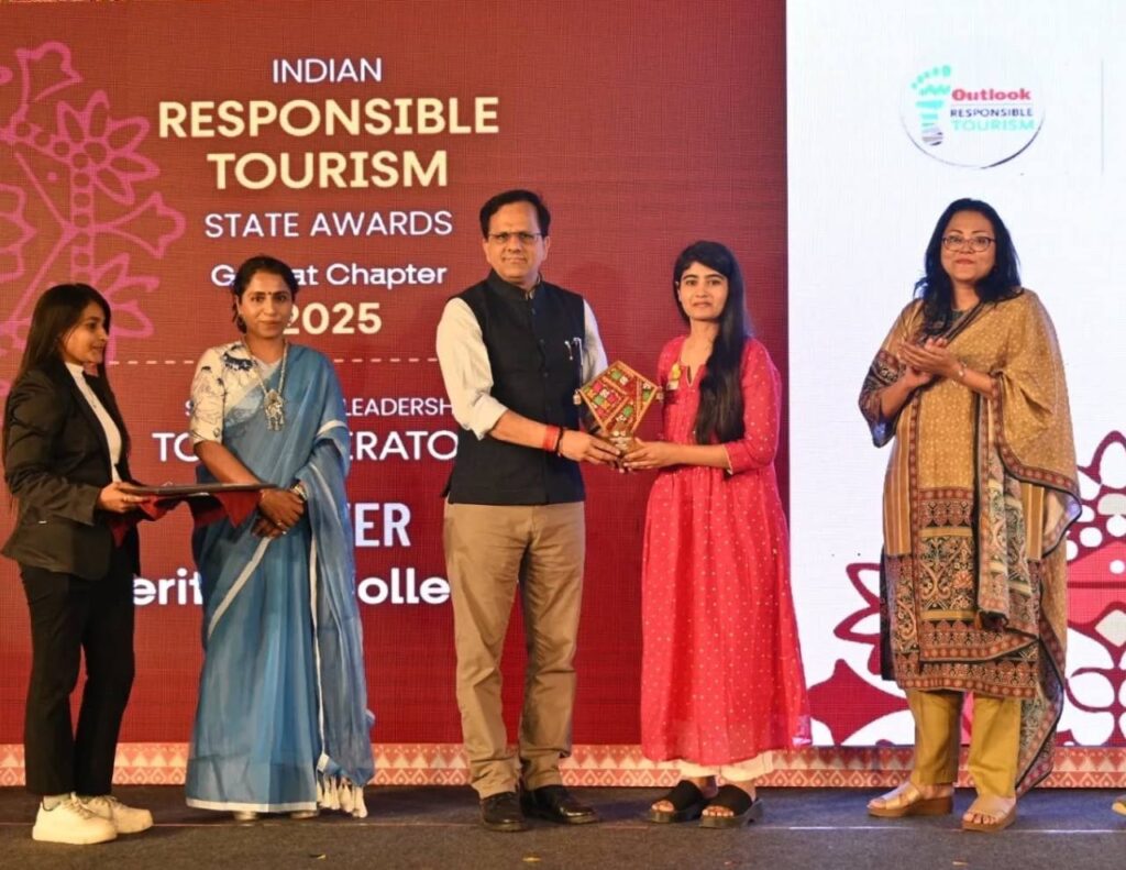 Reviving Heritage – Prarthi Shah Receiving the Silver Award at the Indian Responsible Tourism State Awards – Gujarat Chapter 2025