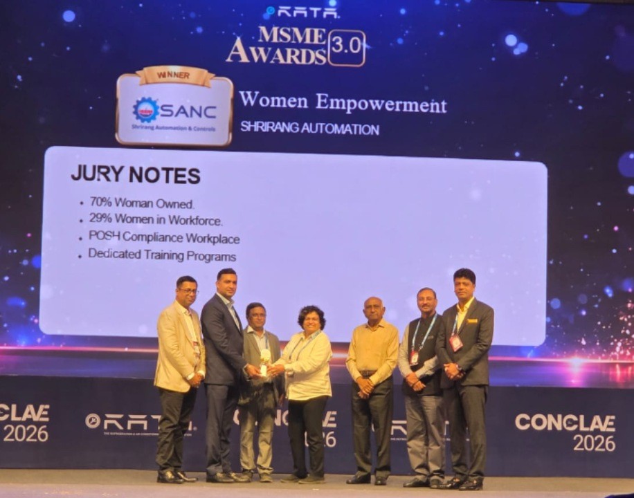 Viju Bukate, Director, SANC Receiving Award for Women Empowerment in Industrial Automation Sector